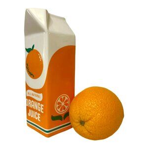 Orange Juice Container-Shaped Ceramic Vase - Kids Decor, Kitchen, 50s!